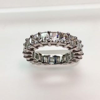 Eternity band with radiant cut diamonds