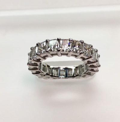 Eternity band with radiant cut diamonds