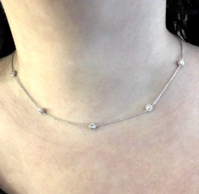 Diamond stations on necklace
