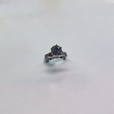 Platinum Engagement Ring with Lab Grown Diamonds Side Profile Medium